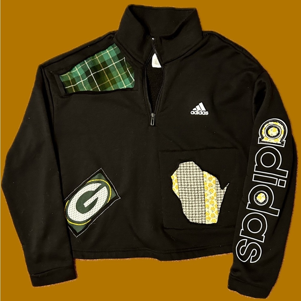 Reworked GreenBay Packers Adidas crop quarter zip up